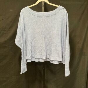 OFFLINE by Aerie Sweater XL Blue Alpaca Blend Textured Popcorn Cropped Relaxed
